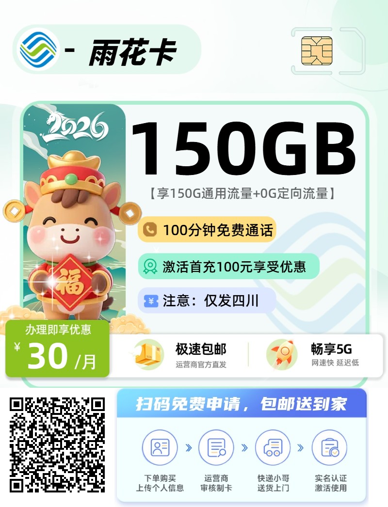 2025年(最新)四川流量卡推荐高性价比，联通移动电信广电卡，每日更新，免费申请