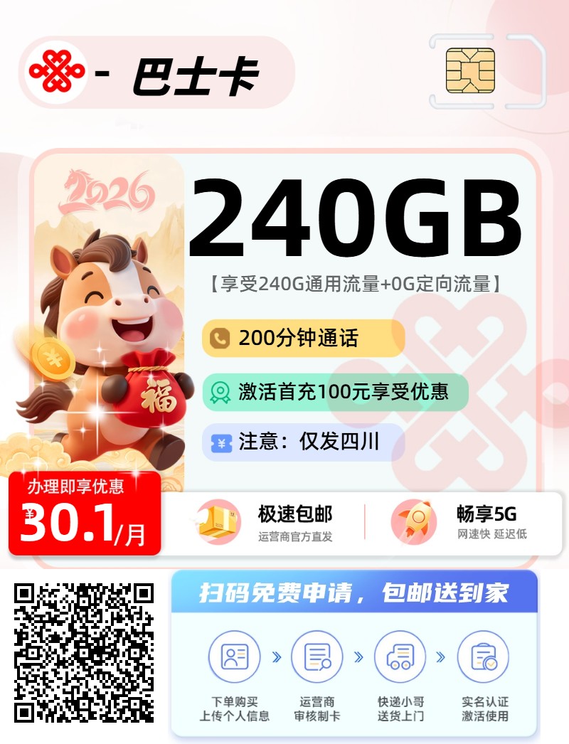 2026年(最新)四川流量卡推荐高性价比，联通移动电信广电卡，每日更新，免费申请