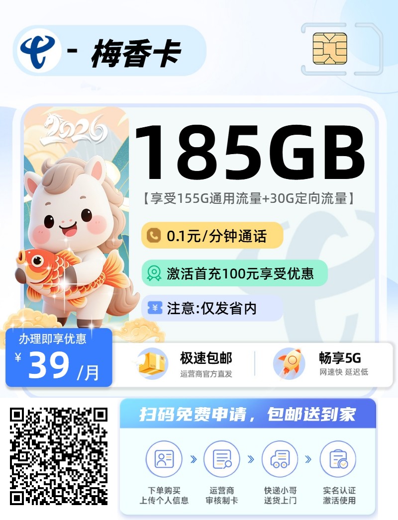 2026年(最新)湖南流量卡推荐高性价比，联通移动电信广电卡，每日更新，免费申请