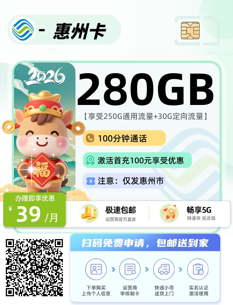 2026年(最新)广东流量卡推荐高性价比，联通移动电信广电卡，每日更新，免费申请