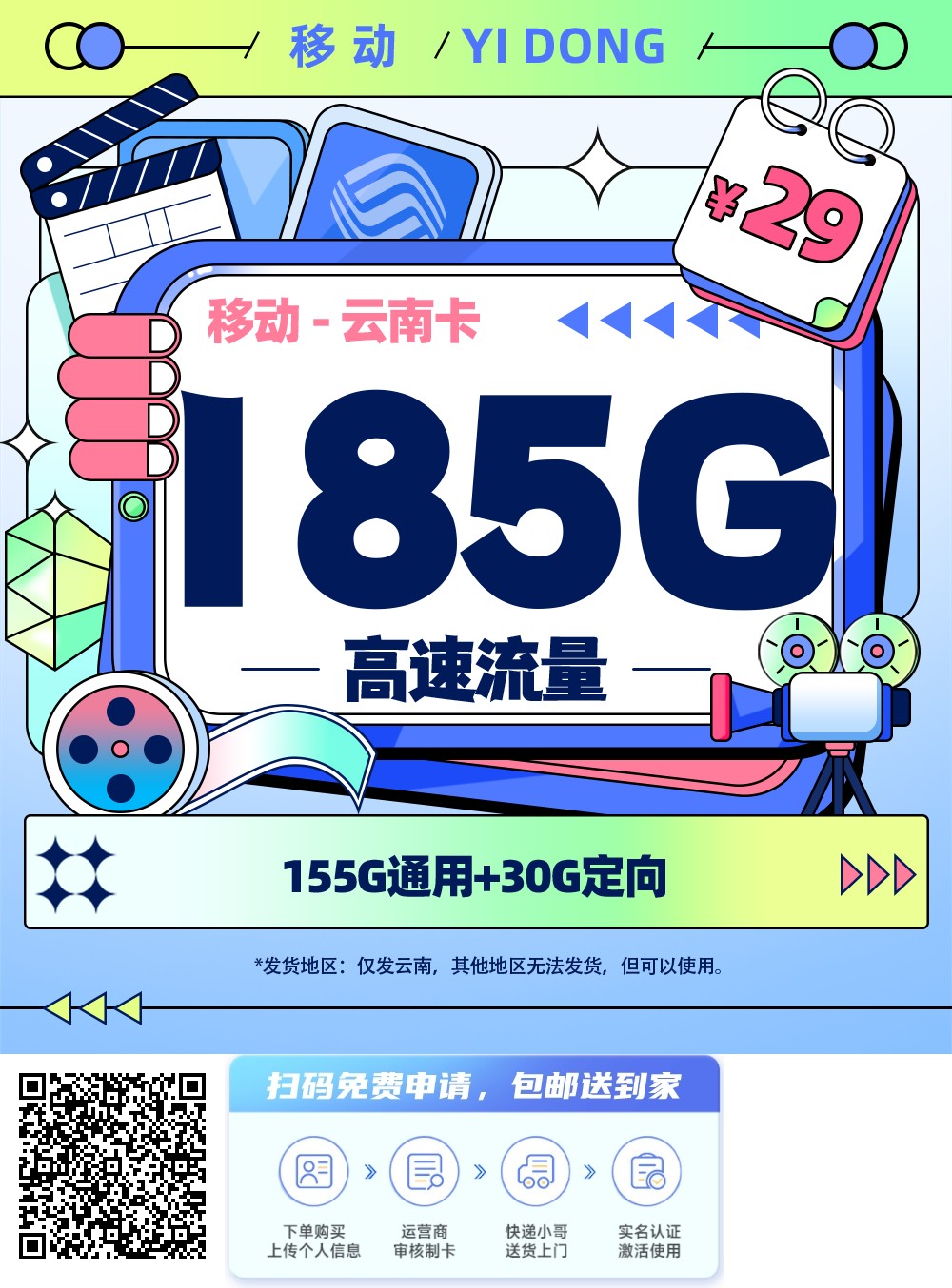 2025年(最新)云南流量卡推荐高性价比,联通移动电信广电卡,每日更新,免费申请