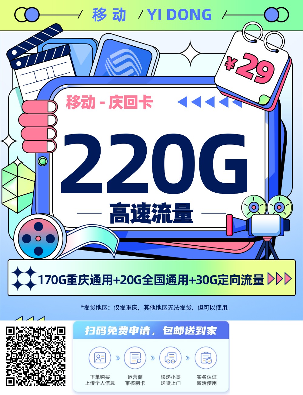 2025年(最新)重庆流量卡推荐高性价比，联通移动电信广电卡，每日更新，免费申请